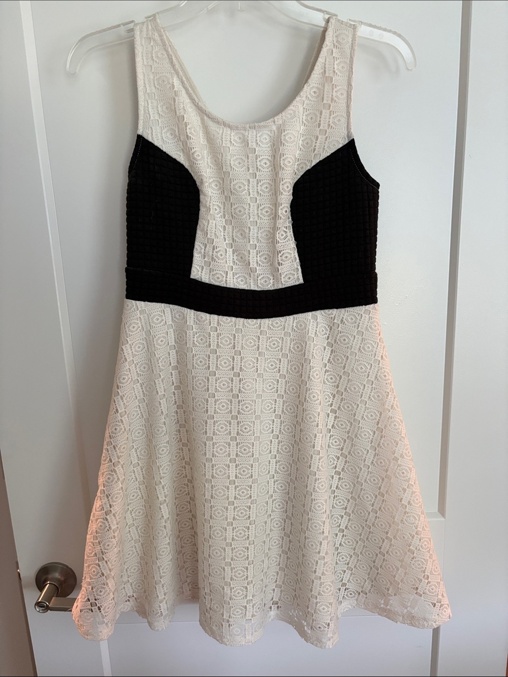 Xhilaration Ivory Lace Dress with Pink Logo Detail